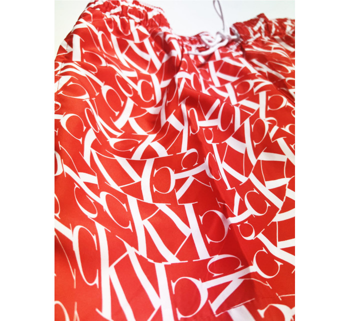 Pánské koupací kraťasy KM00802 0GM červená/bílá - Calvin Klein