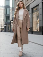 Dámský dlouhý kabát z ovčí kůže béžový Dstreet model 21995322 - FashionStreet