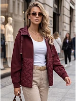 Dámská oversize přechodová bunda s kapucí, bordová, FashionStreet TY5916 Dámská oversize přechodová bunda s kapucí, bordová, FashionStreet TY5916