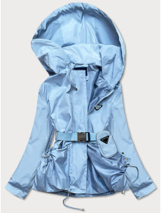 Světle modrá krátká dámská bunda s páskem (AG3-03)