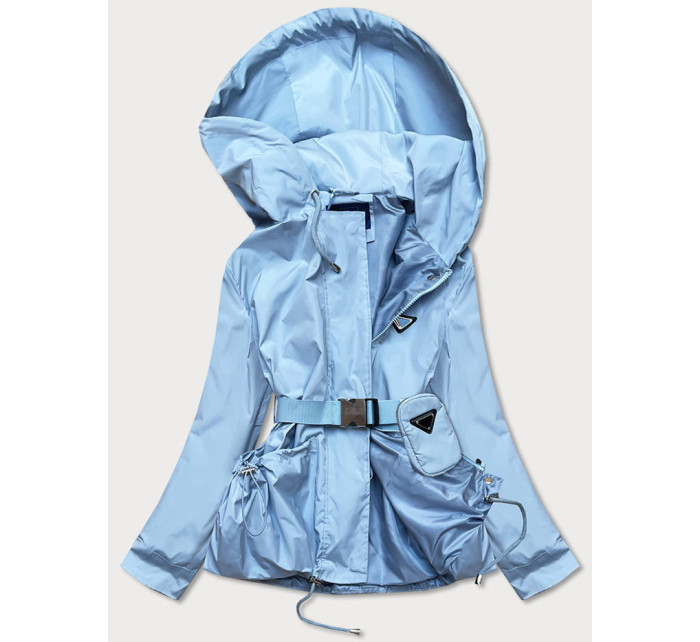 Světle modrá krátká dámská bunda s páskem model 17032535 - Ann Gissy
