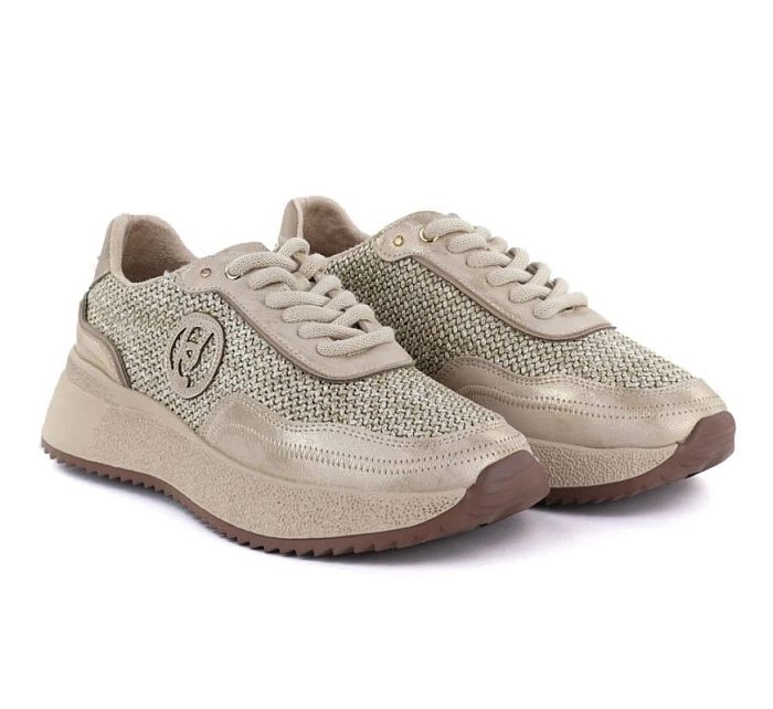 Dámské pletené kožené tenisky zlaté Gino GOLD model 22068730 Dámské pletené kožené tenisky zlaté Gino GOLD model 22068730