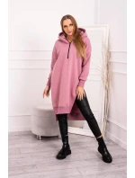 Zateplená mikina s bočními rozparky tmavě růžová