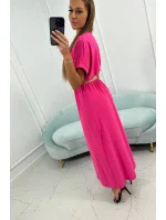 Dlouhé šaty s ozdobným páskem růžové Dlouhé šaty s ozdobným páskem růžové