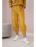 Bavlněná mikina kalhoty set hořčice Bavlněná mikina kalhoty set hořčice