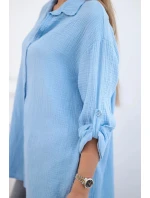 Bavlněná mušelínová košile modrý Bavlněná mušelínová košile modrý