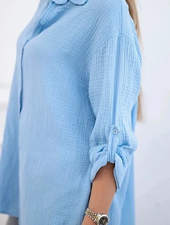 Bavlněná mušelínová košile modrý