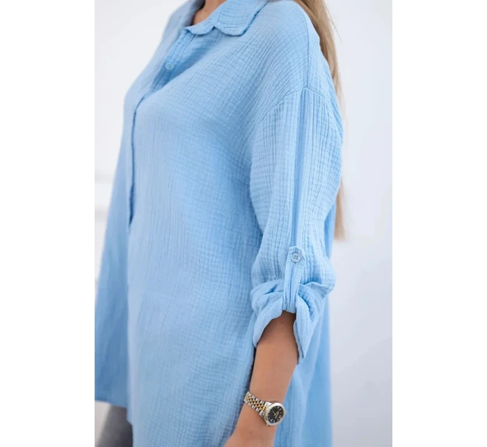 Bavlněná mušelínová košile modrý Bavlněná mušelínová košile modrý