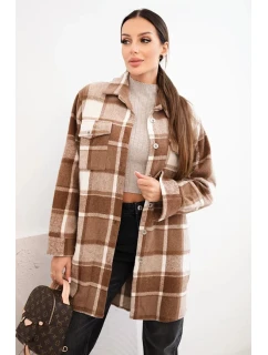 Dámská kostkovaná košile camelová
