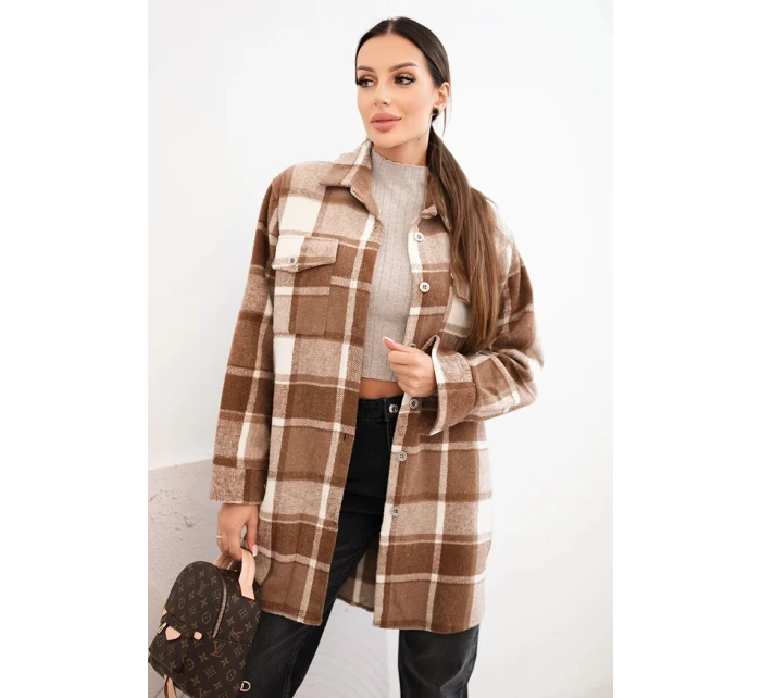 Dámská kostkovaná košile camelová