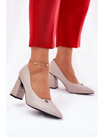 Elegantní Lodičky Na Podpatku model 21692787 Šedé - VINCEZA
