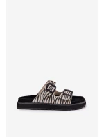 Semišové Dámské Pantofle S Přezkami D.Franklin DFSH405002 Zebra