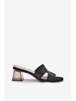 Dámské sandály na podpatku model 21695450 černé - VINCEZA