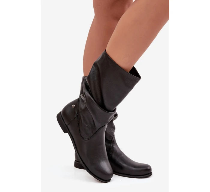 Dámské kožené kozačky model 21725114 černé - Maciejka