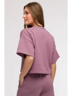 B294 Oříznutá mikina s krátkým rukávem - heather B294 Oříznutá mikina s krátkým rukávem - heather