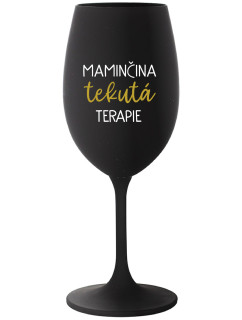 MAMINČINA TEKUTÁ TERAPIE - černá sklenice na víno 350 ml