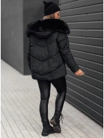 Dámská prošívaná zimní bunda s kapucí černá model 21980900 - Dstreet