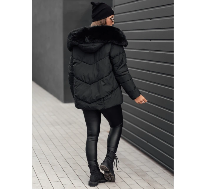 Dámská prošívaná zimní bunda s kapucí černá model 21980900 - Dstreet