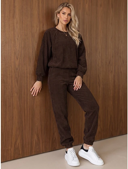 Komplet damski bluza i spodnie brązowy model 22546931 - FashionStreet Komplet damski bluza i spodnie brązowy model 22546931 - FashionStreet