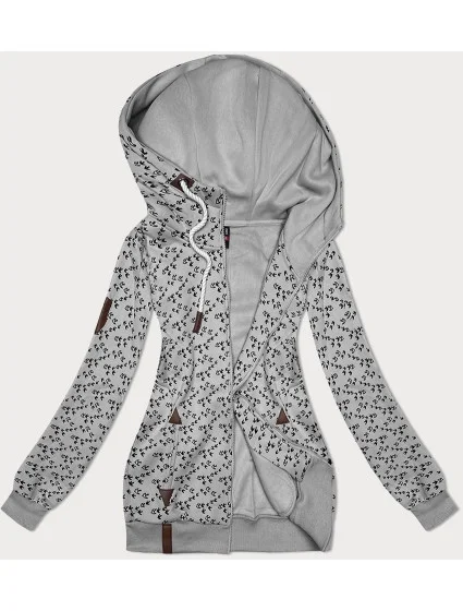 Šedá sportovní mikina s kapucí a se vzorem model 21310460 - 6&8 Fashion