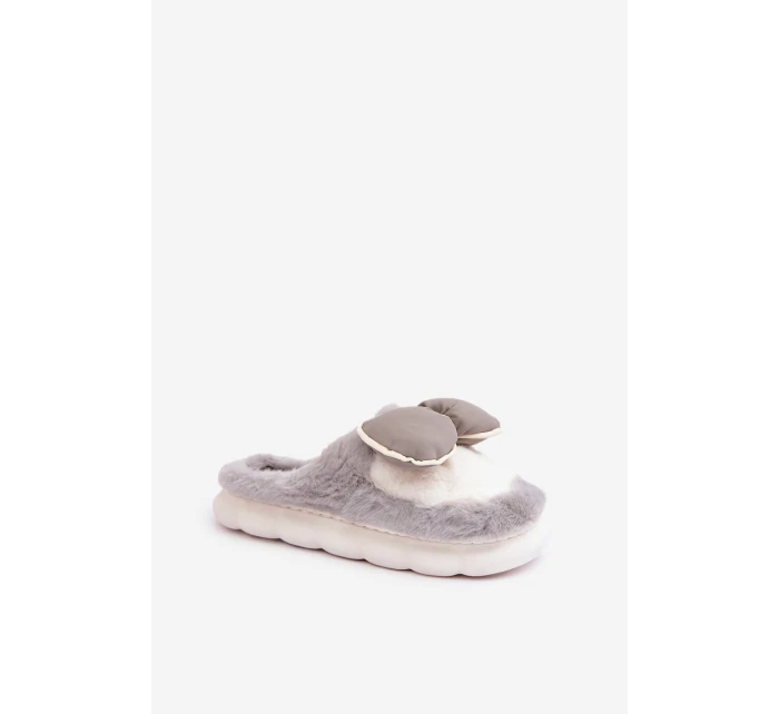 Pantofle S Mašlí Šedé model 21681727 - Boto Pantofle S Mašlí Šedé model 21681727 - Boto