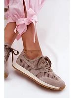 Dámské síťované tenisky z semiše tmavě béžové Gelina