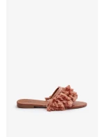 Dámské ploché pantofle s třásněmi, špinavě růžová Rialle