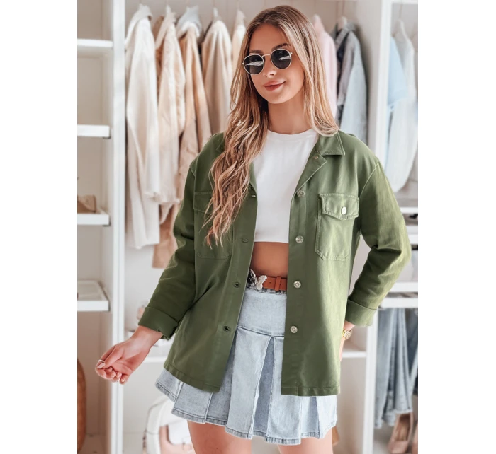 Dámská košilová bunda oversize OVERBOR khaki FashionStreet TY4889 Dámská košilová bunda oversize OVERBOR khaki FashionStreet TY4889
