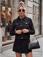 Dámská semišová bunda na druky, černá, FashionStreet TY5880 Dámská semišová bunda na druky, černá, FashionStreet TY5880