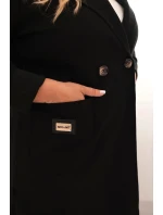 Dámský elegantní kabát Plus Size s límcem a velkými kapsami černý Dámský elegantní kabát Plus Size s límcem a velkými kapsami černý