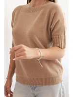 Dámský svetr z viskózy s krátkým rukávem camelový Dámský svetr z viskózy s krátkým rukávem camelový
