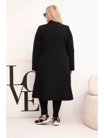 Dámský kabát Plus Size klasický s knoflíky a límcem černý