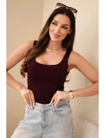 Dámská halenka na ramínkách s výstřihem bordó