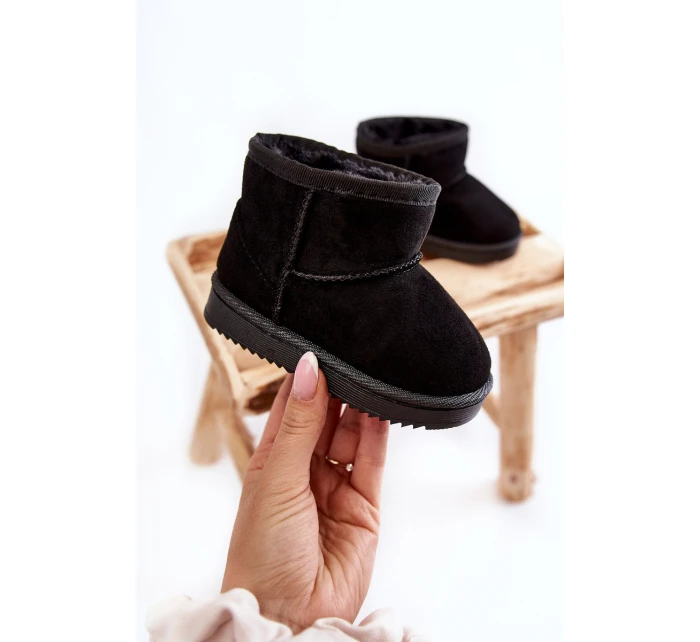 Dětské Teplé Sněhule Semišové černé Gooby Dětské Teplé Sněhule Semišové černé Gooby