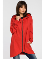 model 18001718 Oversized mikina s kapucí na zip červená - BeWear