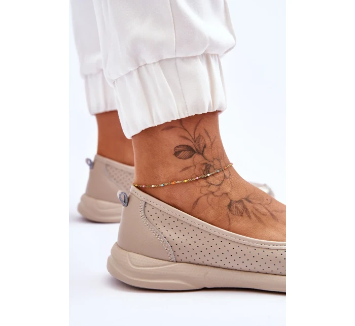 Kožené dámské prolamované baleríny Béžová Lucy Kožené dámské prolamované baleríny Béžová Lucy