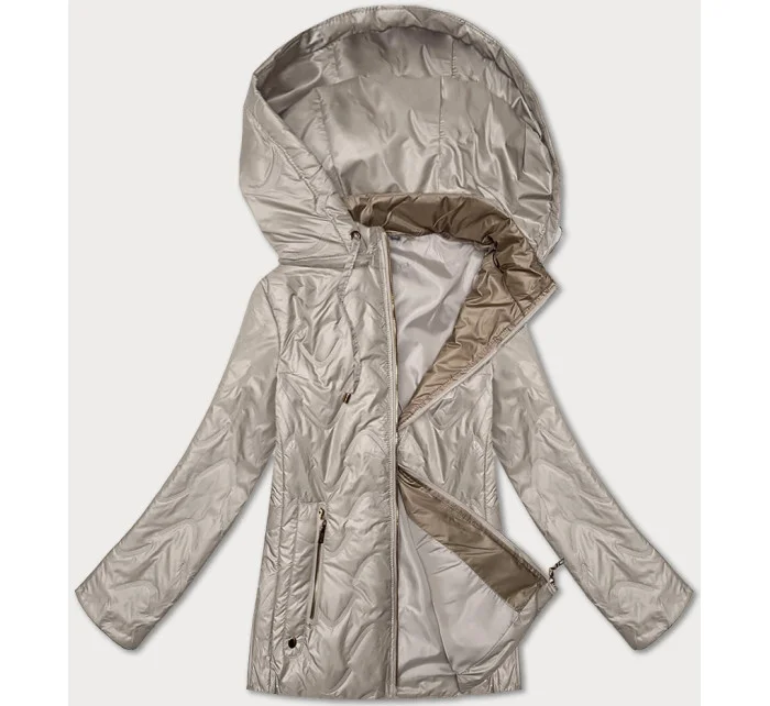 Světle béžová dámská prošívaná bunda s odepínací kapucí model 20833078 - S'WEST