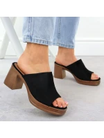 Dámské semišové žabky na jehlách černé model 22015553 - Potocki Dámské semišové žabky na jehlách černé model 22015553 - Potocki