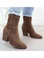 Dámské kovbojské boty ažurové semišové hnědé model 21905575 - S.Barski Dámské kovbojské boty ažurové semišové hnědé model 21905575 - S.Barski