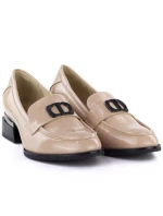 Dámská obuv s ozdobným podpatkem béžová model 22015133 - VINCEZA