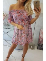 Španělské šaty s květinovým motivem fialové