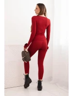 Dámský komplet z pruhované viskózy s dlouhým rukávem a legínami bordó Dámský komplet z pruhované viskózy s dlouhým rukávem a legínami bordó