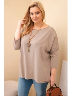 Dámská bavlněná blůza Plus Size asymetrická s náhrdelníkem fango