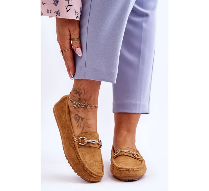 Klasické semišové mokasíny se zdobením Camel model 21620132 - Boto
