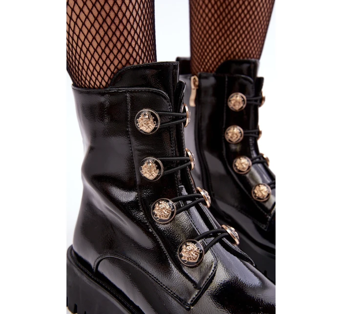 Dámské zateplené boty s ozdobnými knoflíky D&A MR870-51 Černé