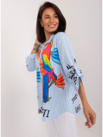 Světle modrobílá pruhovaná dámská košile na knoflíky