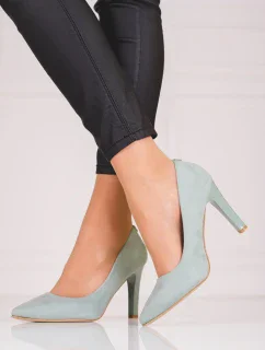 Stylové  lodičky dámské šedo-stříbrné na jehlovém podpatku