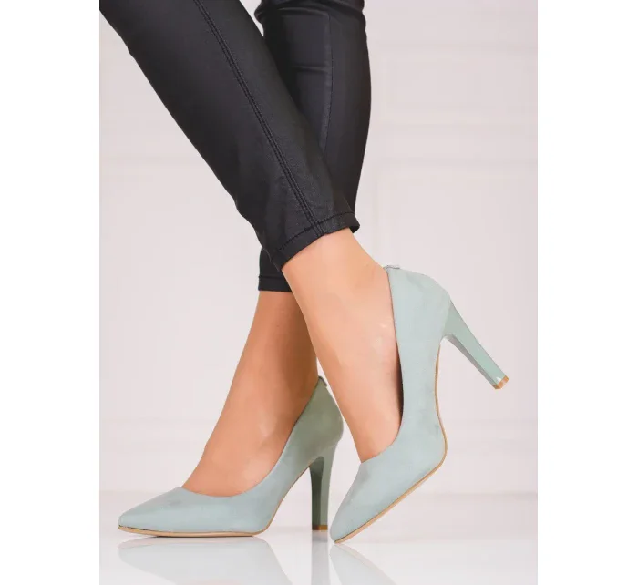 Stylové  lodičky dámské šedo-stříbrné na jehlovém podpatku