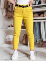 Dámské kalhoty slim fit s páskem TAIRONIK hořčicové FashionStreet UY2539