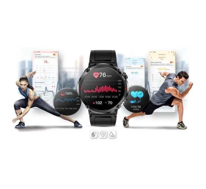 Chytré hodinky Gravity GT21-6 + červený silikonový řemínek